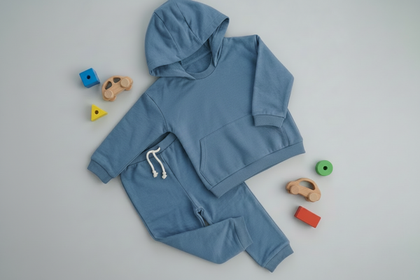 100% Organic Cotton Boys Hoodie and Pants - Blue