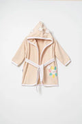 100% Cotton Beige Floral Bathrobe 