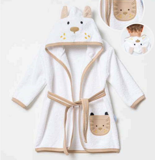 100% Cotton Beige-White Puppy Bathrobe 