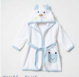 100% Cotton Blue-White Puppy Bathrobe 