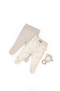 100% Organic Cotton 2 Piece Footed Pants - Cream & Beige