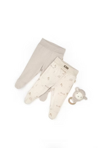100% Organic Cotton 2 Piece Footed Pants - Cream & Beige