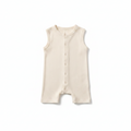 100% Organic Cotton Sleeveless Unisex Baby Romper – Cream