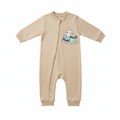 100% Organic Cotton Zippered Romper - Beige