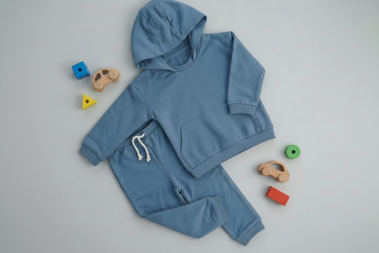 100% Organic Cotton Boys Hoodie and Pants - Blue