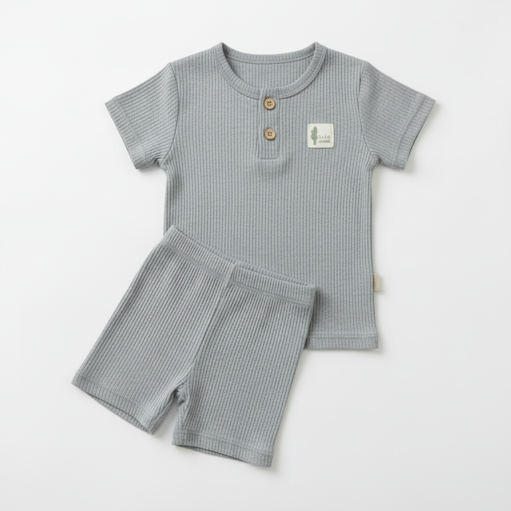 Organic Cotton & Bamboo Boys' 2-Piece Short Set – Grey
