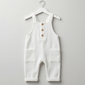Boys 100% Cotton Muslin Button Dungaree