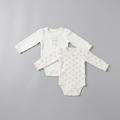 100% Organic Cotton - 2 Piece Girls Bodysuit Long Sleeve Set - Pink & White
