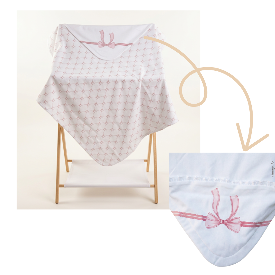100% Organic Cotton Baby Girl Bow Blanket