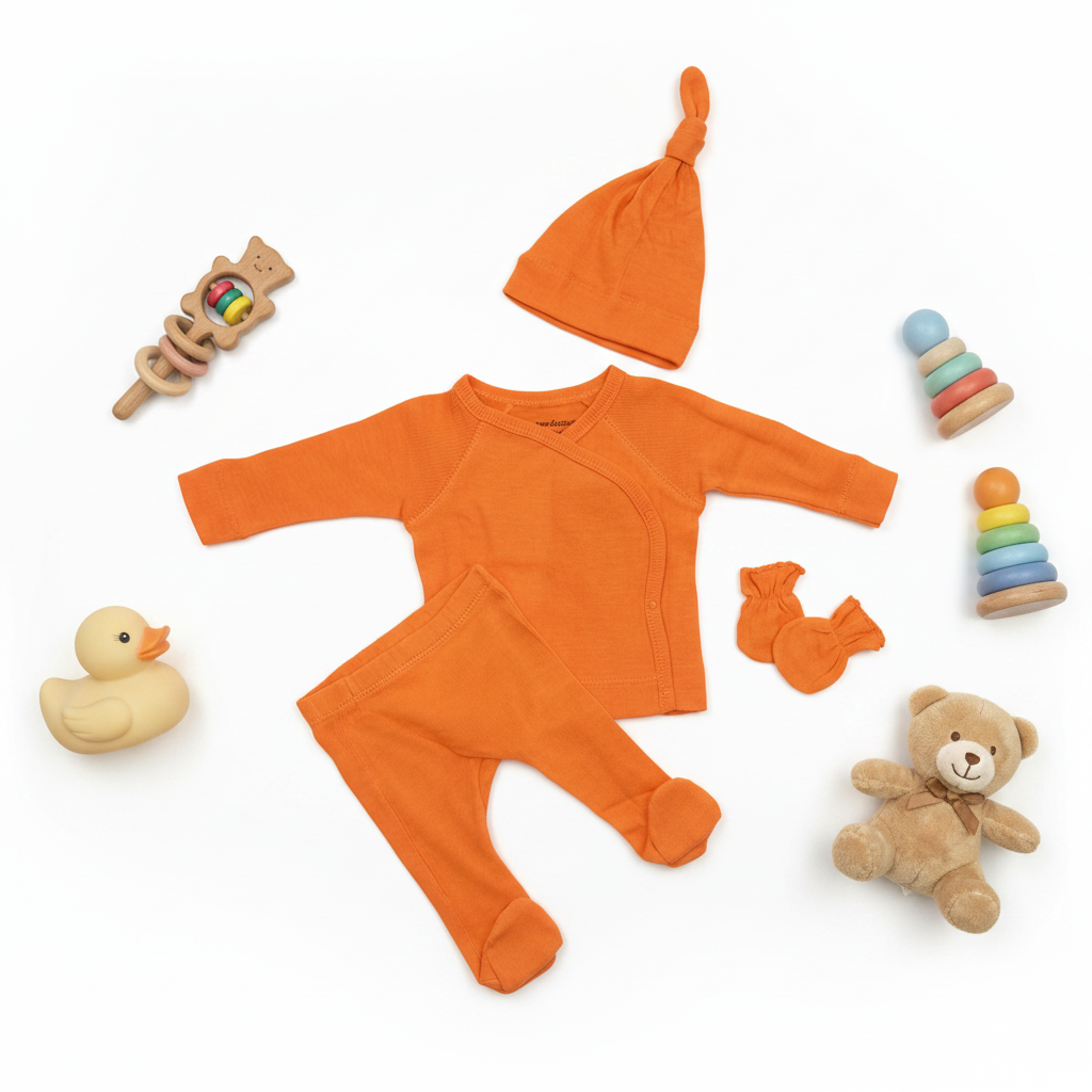 Organic Cotton & Modal - 4 Piece Baby Set - Orange