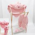 100% Cotton Baby Bathrobe Gift Set - Pink