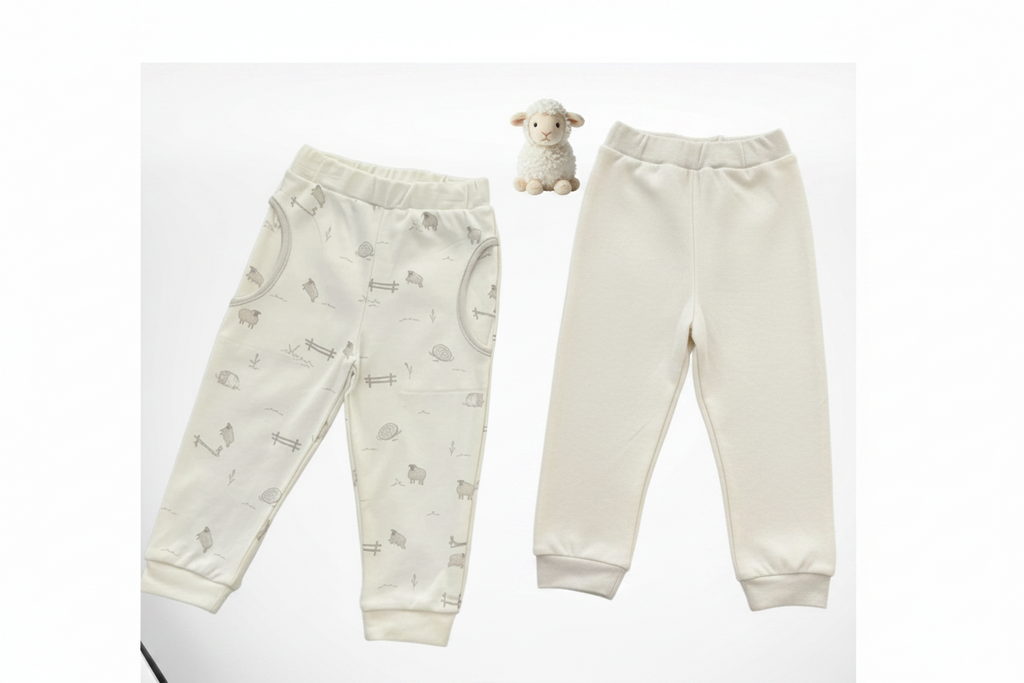100% Organic Cotton 2 Piece Boys Pants - Open Foot