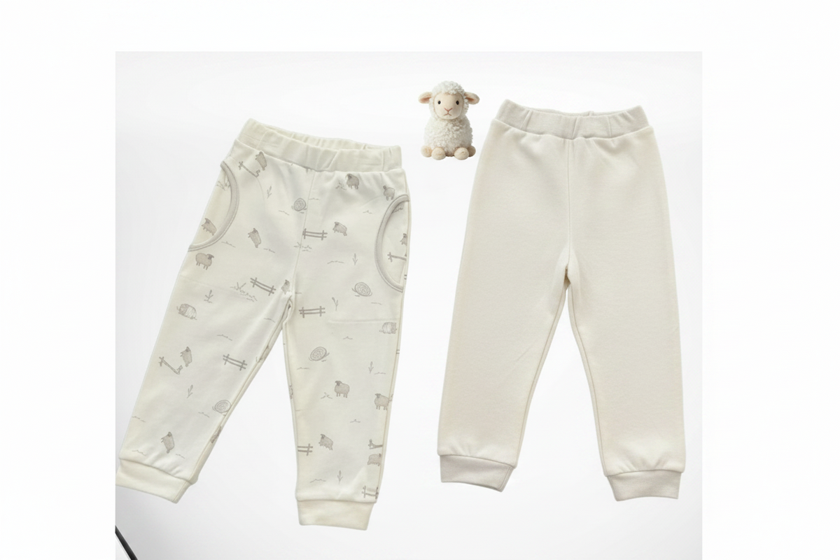 100% Organic Cotton 2 Piece Boys Pants - Open Foot