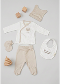 100% Organic Cotton Newborn Set - Beige & White