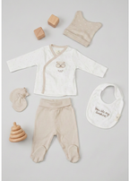 100% Organic Cotton Newborn Set - Beige & White