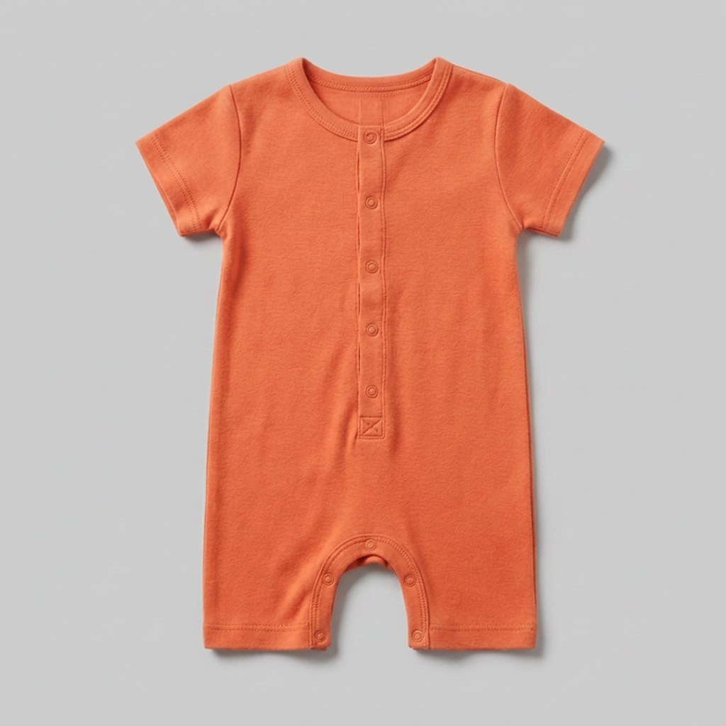 100% Organic Cotton Short-Sleeve Baby Romper – Burnt Orange
