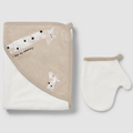 100% Organic Cotton Baby Bath Set – Hooded Towel & Wash Mitt